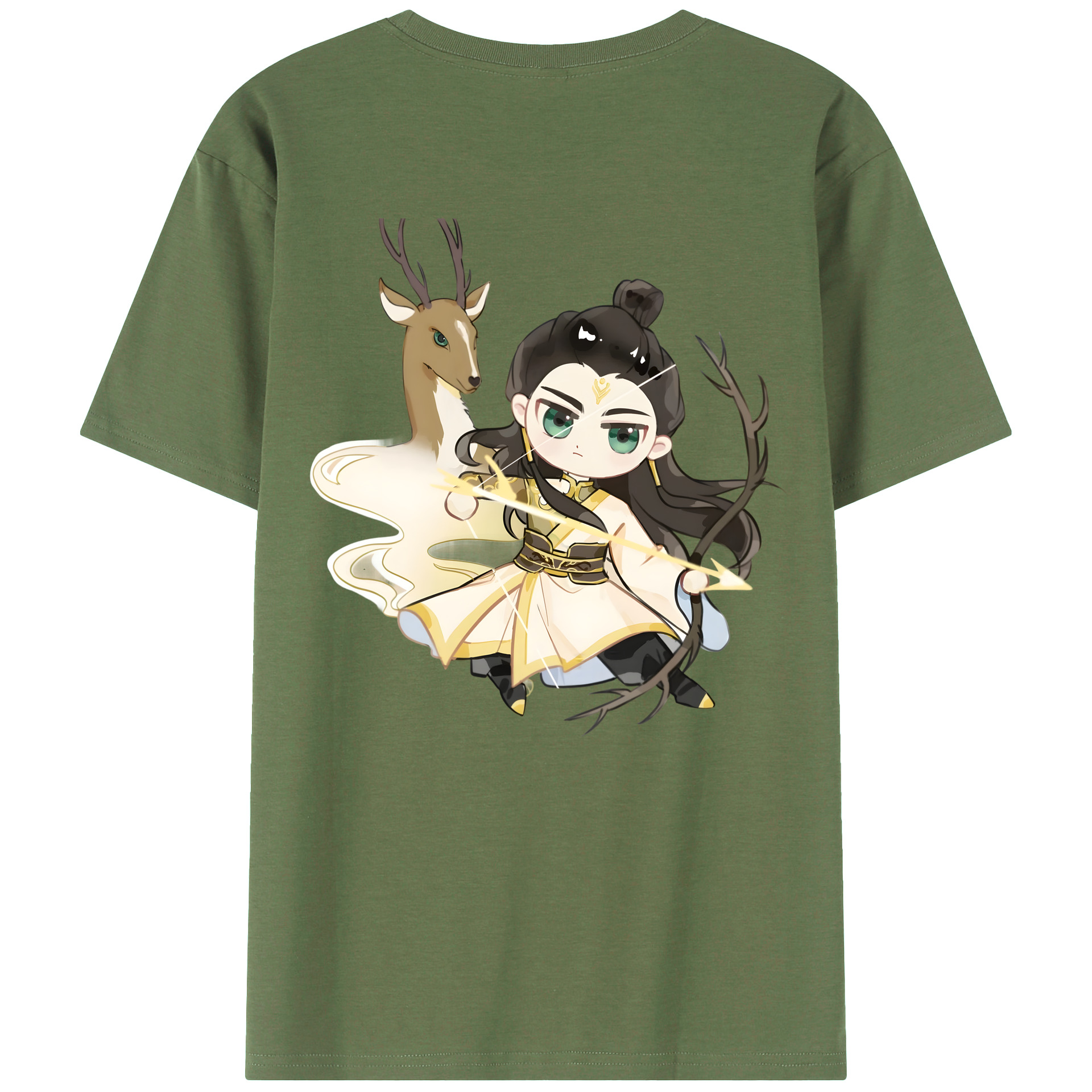 （画像用） Ne Zha 2 ナタ 魔童の大暴れ 綿100％ メンズ半袖Tシャツ（バックプリント） 通気性